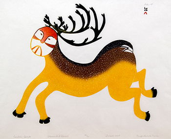 Photo from the Joram Piatigorsky collection: Caribou Shaman, print by Ningeokuluk Teevee